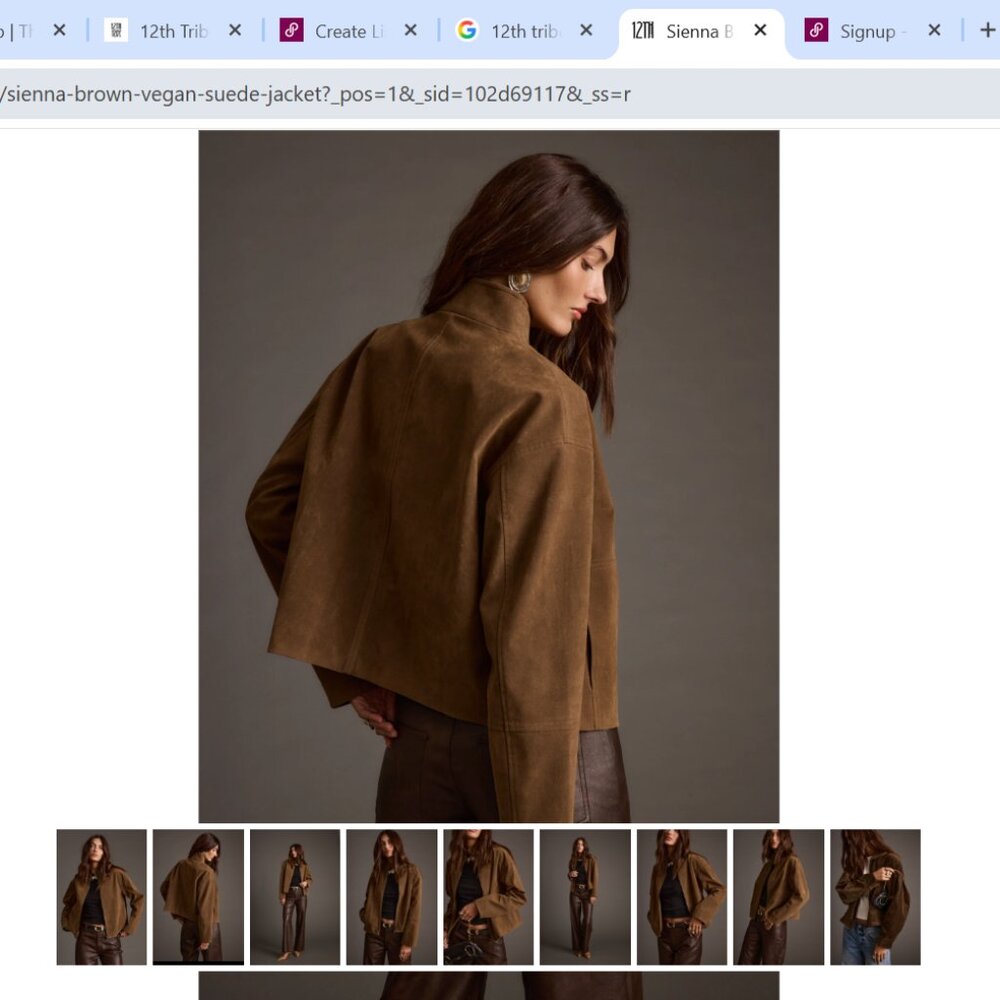 12th Tribe Sienna Brown Vegan Suede Jacket Size Large - Picture 4 of 6